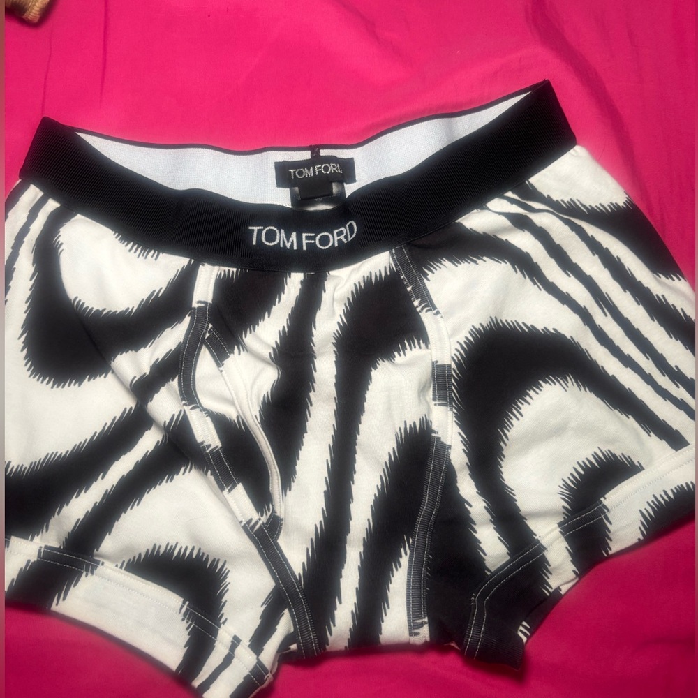Tom Ford zebra print boxers and bikini top